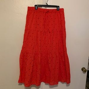 Women’s tiered eyelet A-line midi skirt